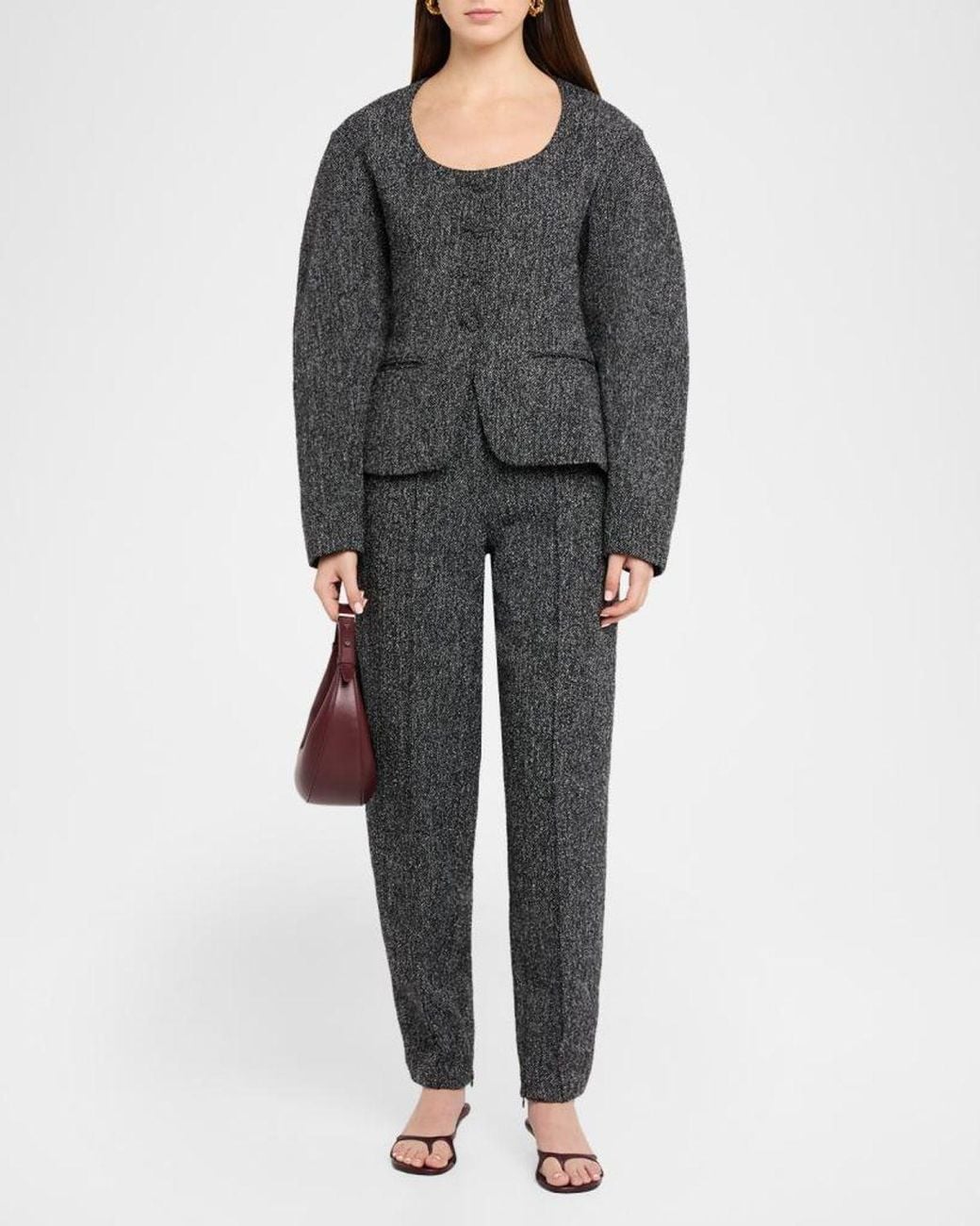 Et Ochs Gray Viktor Barrel-Sleeve Suiting Jacket
