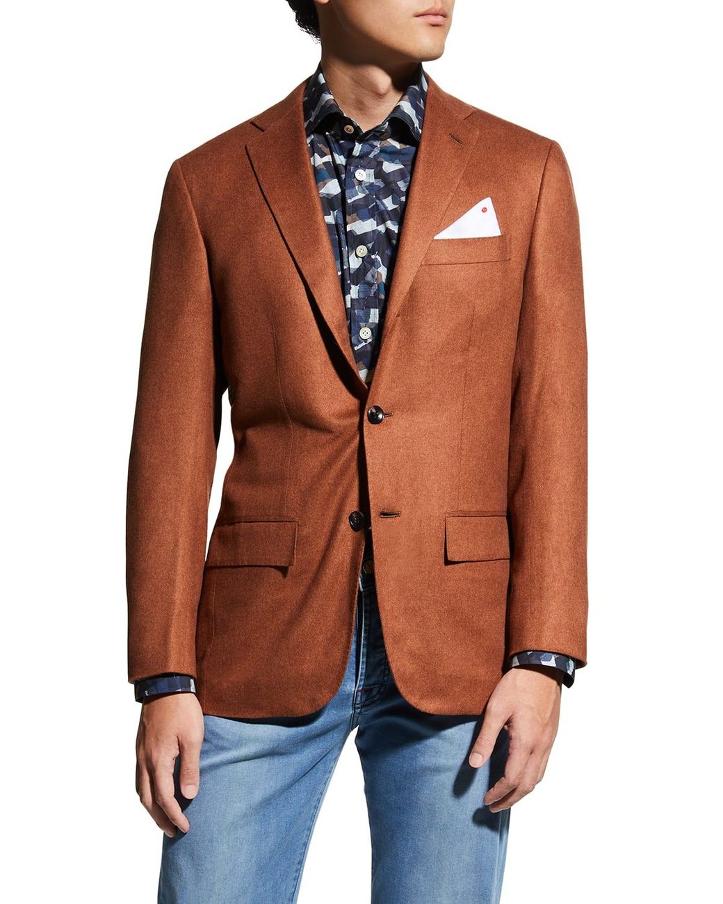 Kiton Cashmere-silk Twill Blazer in Brown for Men | Lyst
