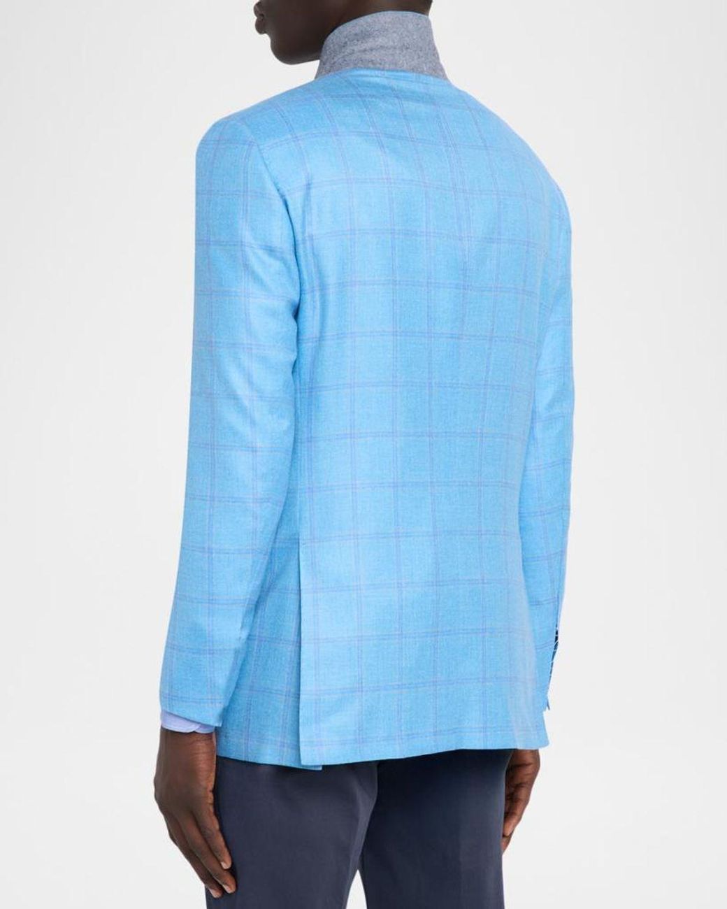 Kiton Blue Apos;S Light Windowpane Jacket for men