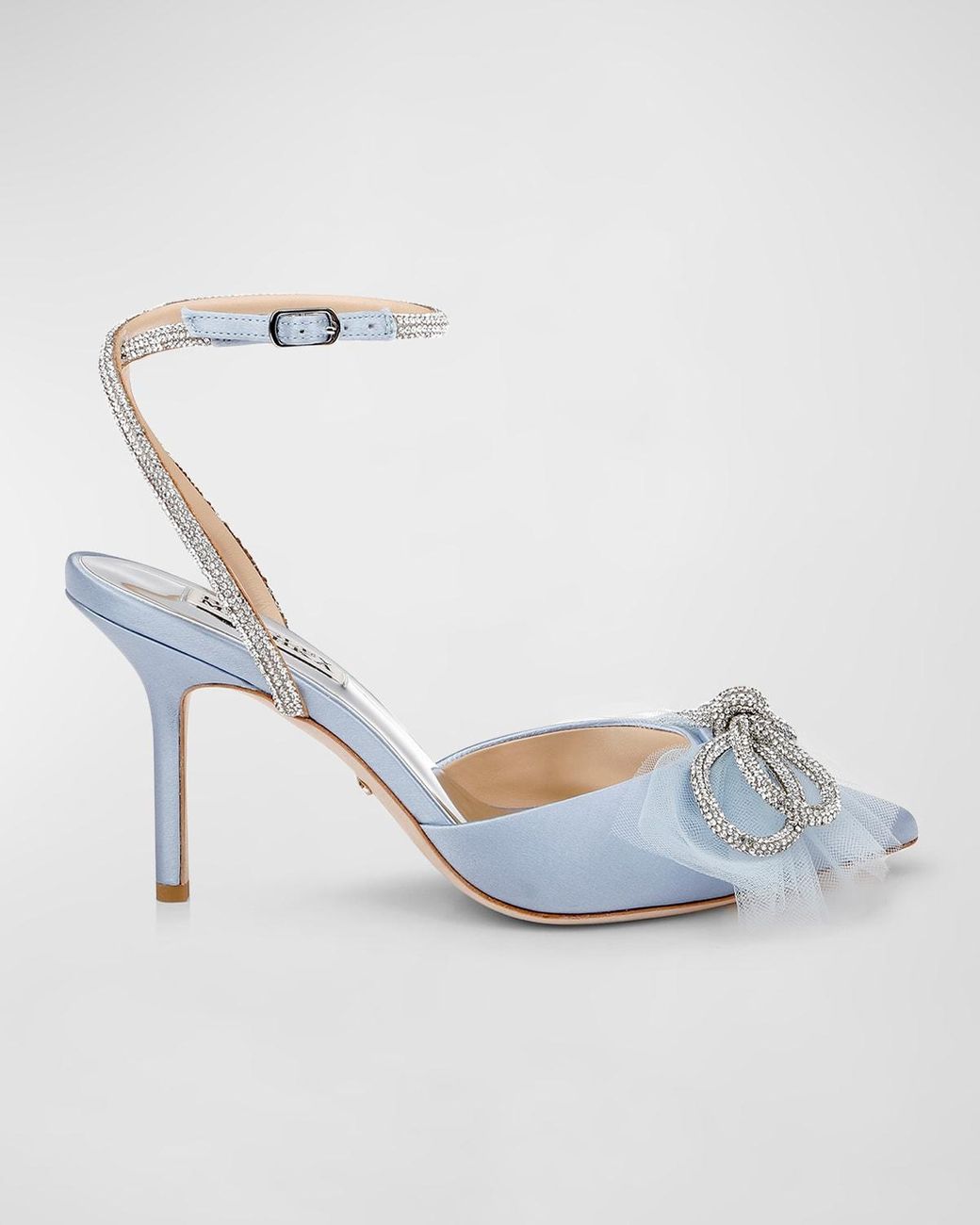 Badgley Mischka Sacred Satin Crystal-knot Pumps in Blue | Lyst