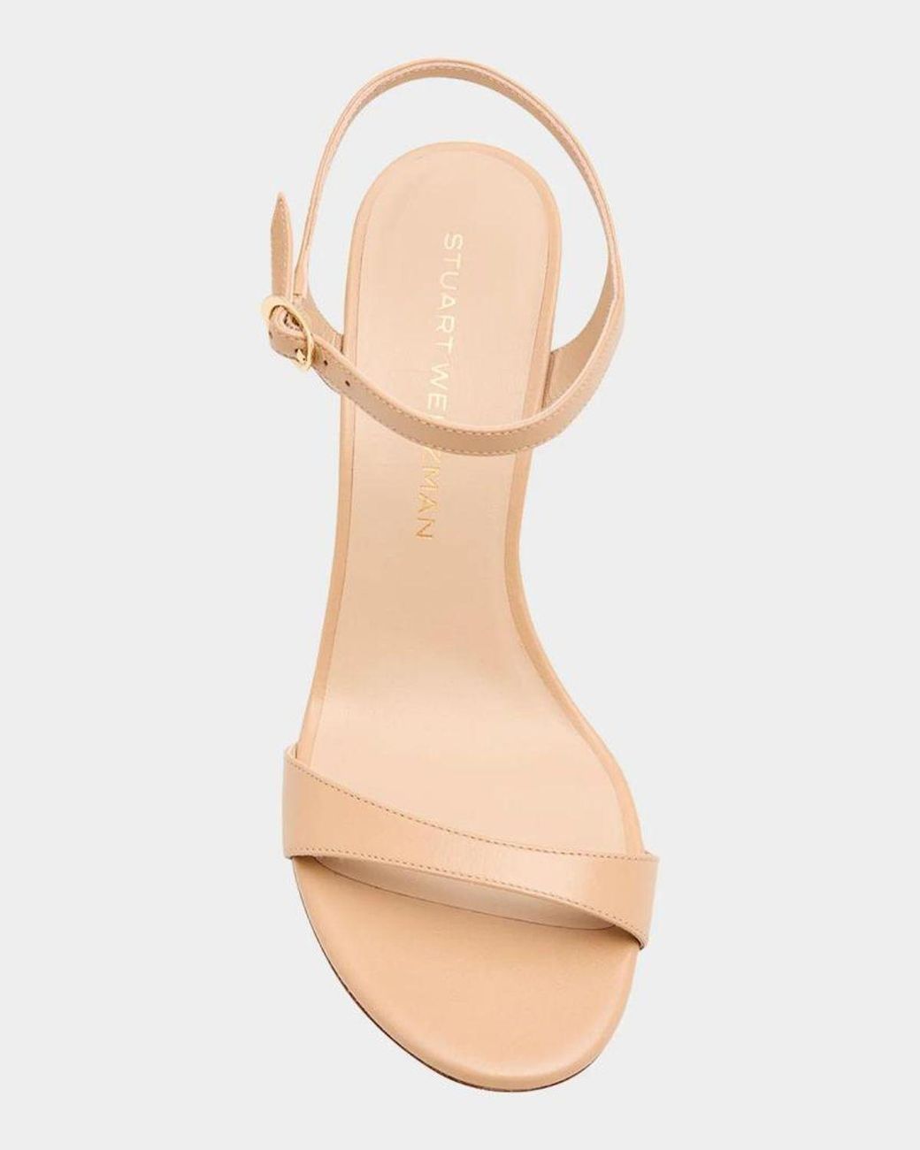 Stuart Weitzman White Babette Leather Ankle-Strap Sandals