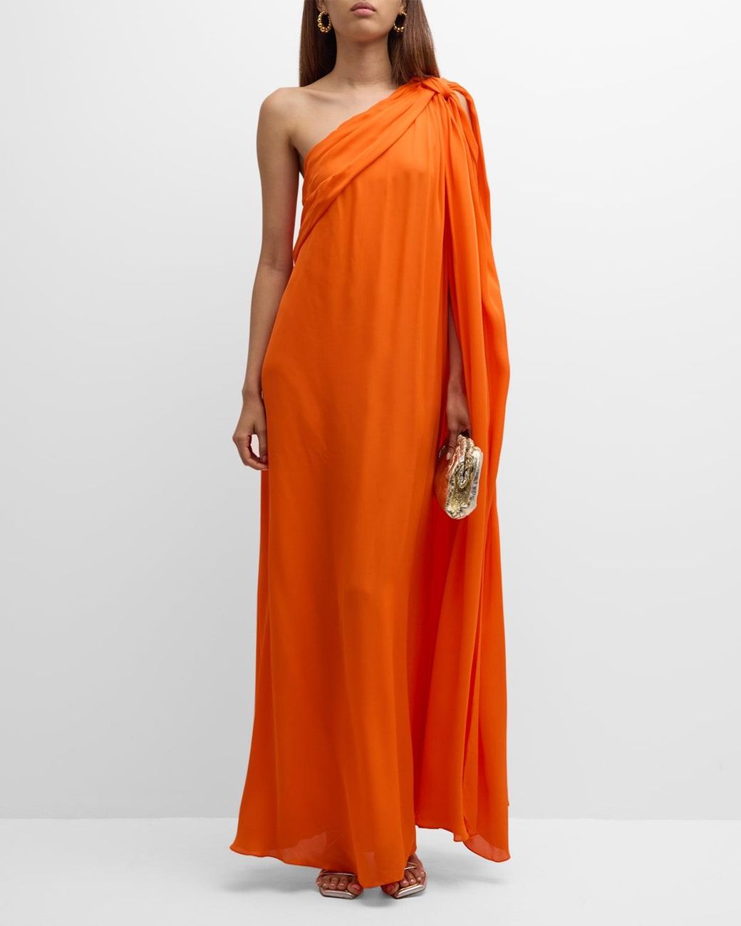 Johanna Ortiz Valentia Rituals Knot One-shoulder Cape Maxi Dress in ...