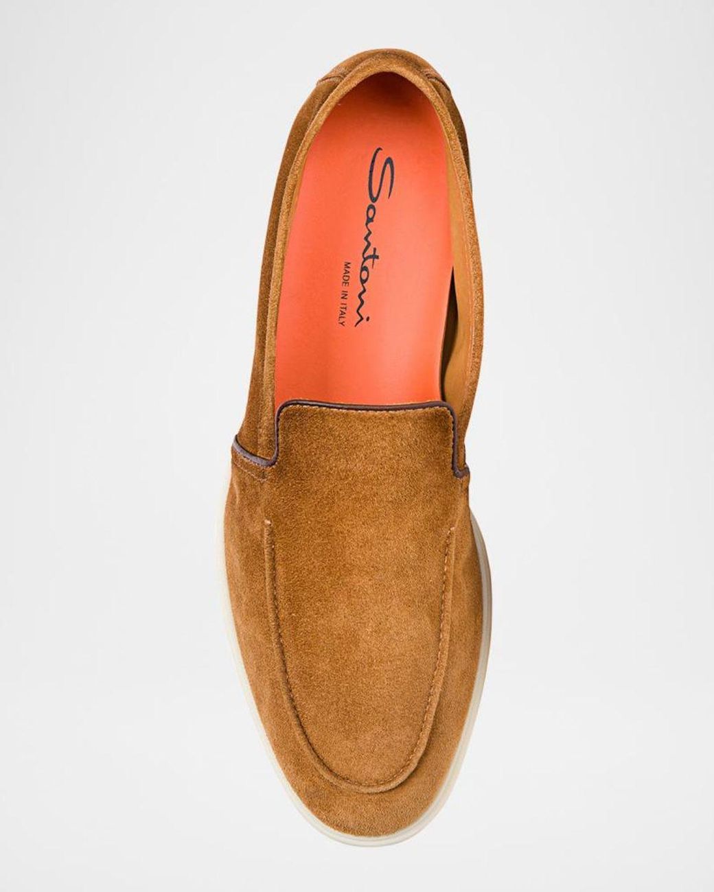 Santoni White Malibu Suede Loafers for men
