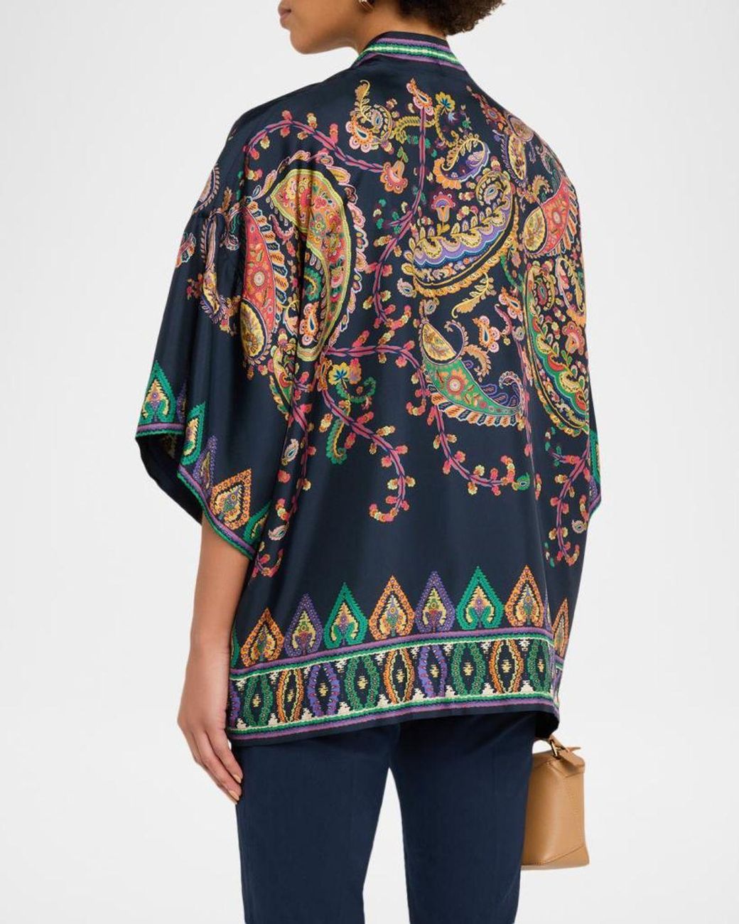 Etro Blue Paisley Silk Open Jacket