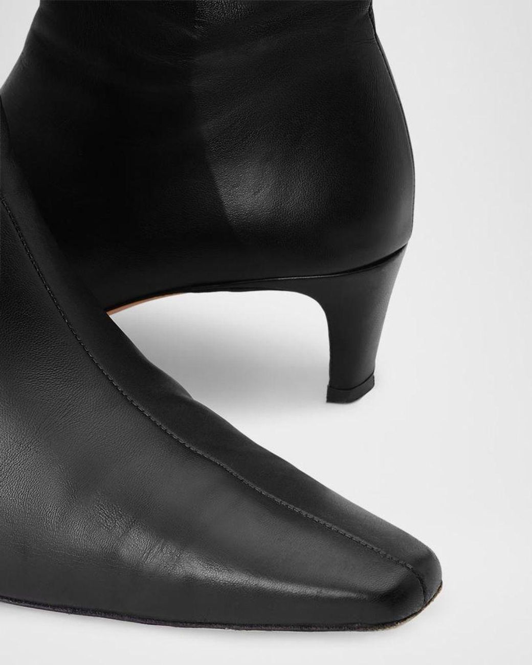 Staud Black Wally Leather Square-Toe Ankle Booties