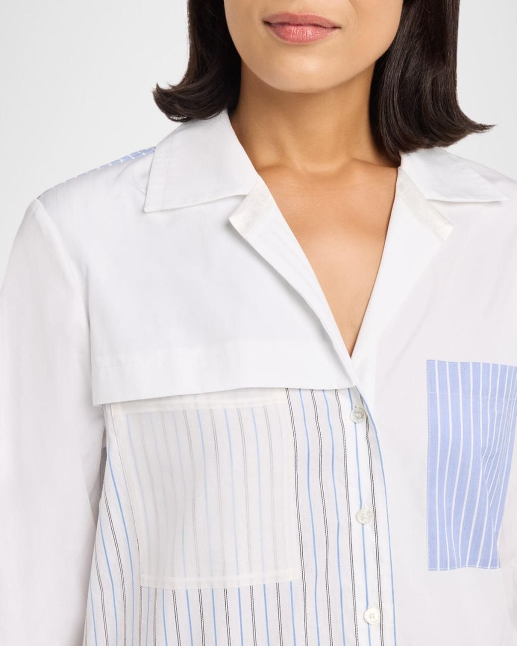 Jason Wu White Patchwork Cotton Shirtdress