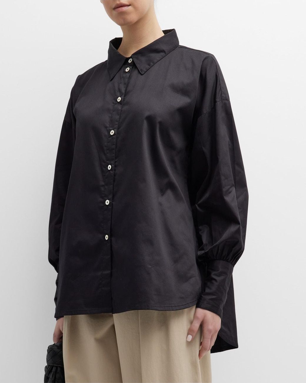 LAUDE THE LABEL The Museo Bishop-sleeve Button-front Shirt in Blue | Lyst