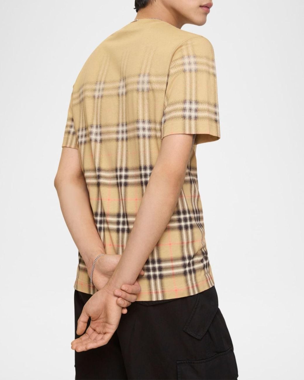 Burberry Natural Apos;S Gradient Check Cotton T-Shirt for men