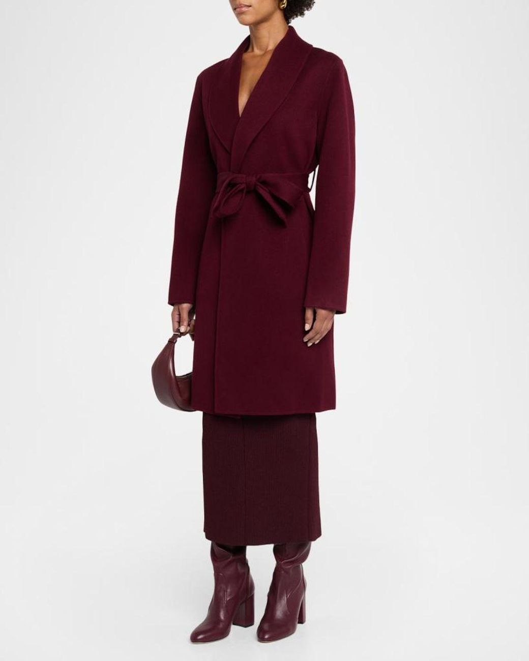 Sofiacashmere Red Double-Face Belted Wrap Coat