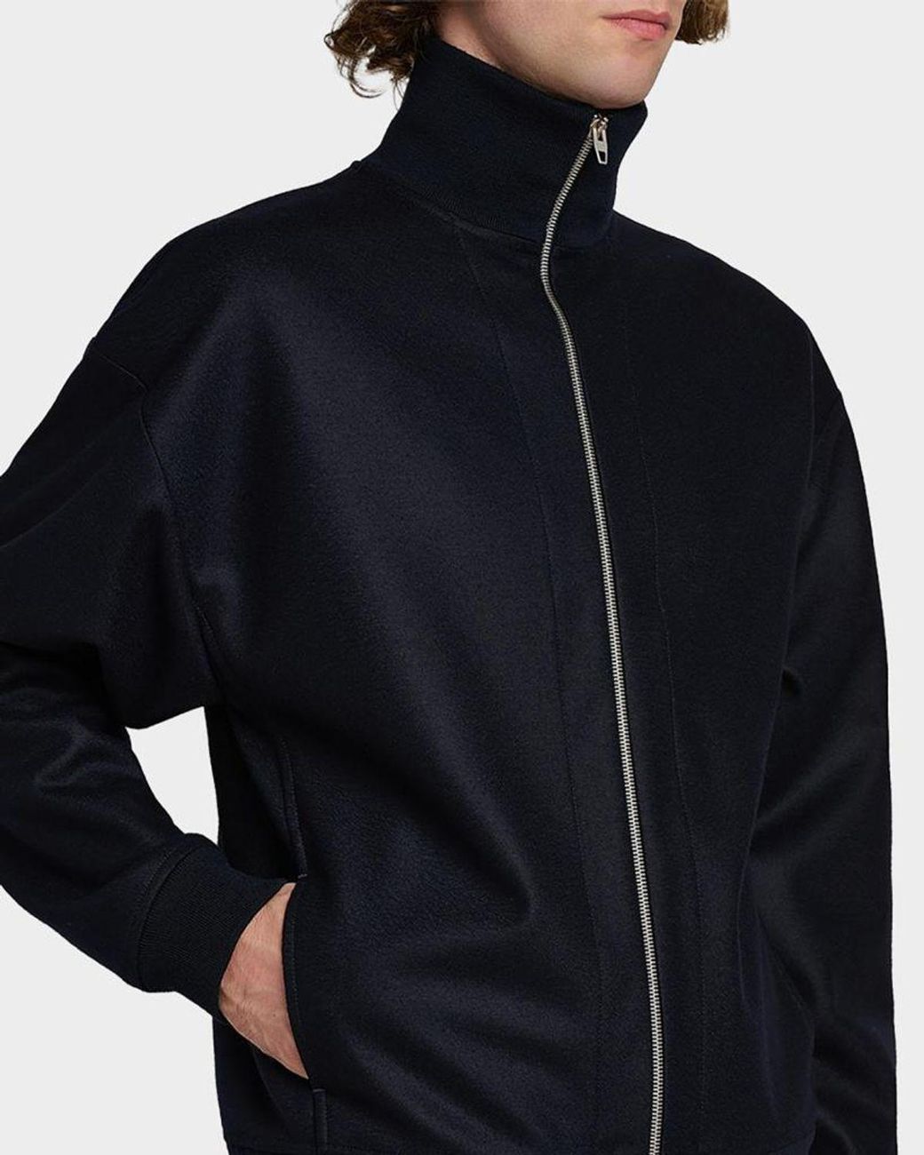 Jil Sander Blue Apos;S Melton Wool Zip-Front Jacket for men