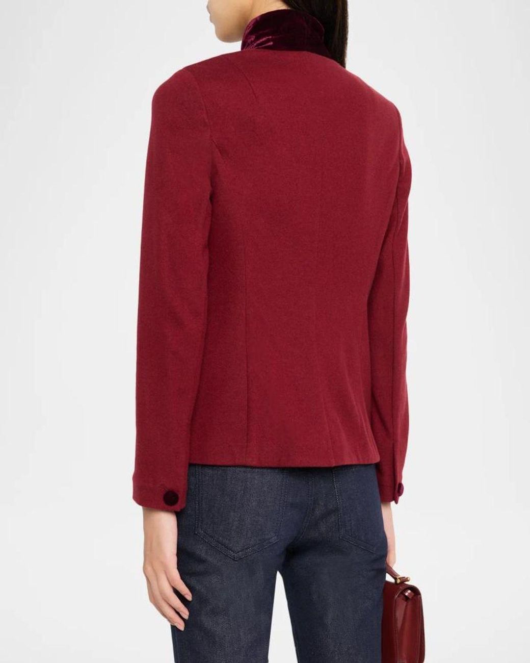Rag & Bone Red Slade Velvet-Trim Jacket