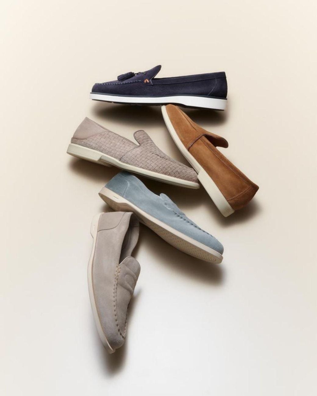 Santoni White Malibu Suede Loafers for men