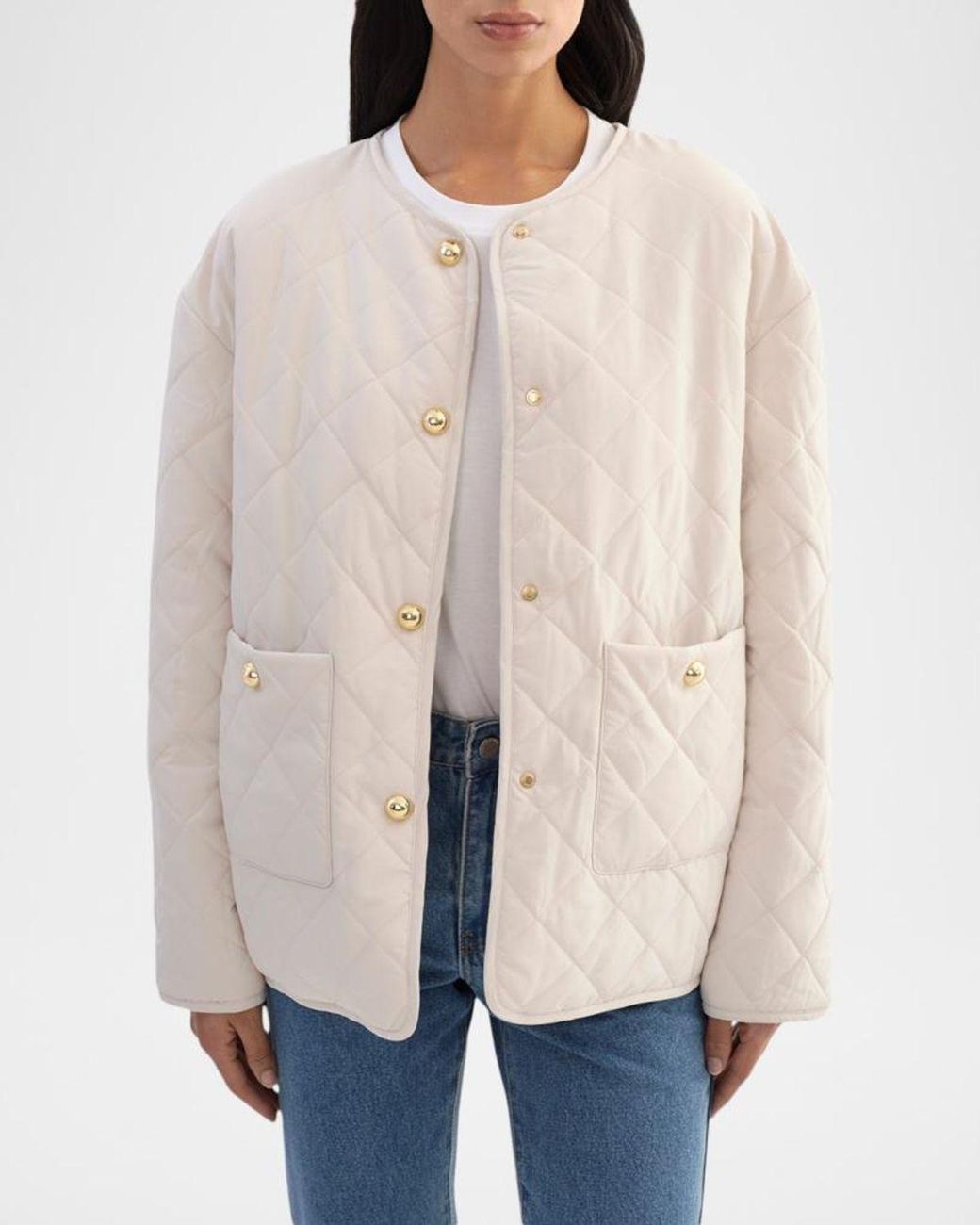 Lamarque Natural Hera Quilted Collarless Jacket