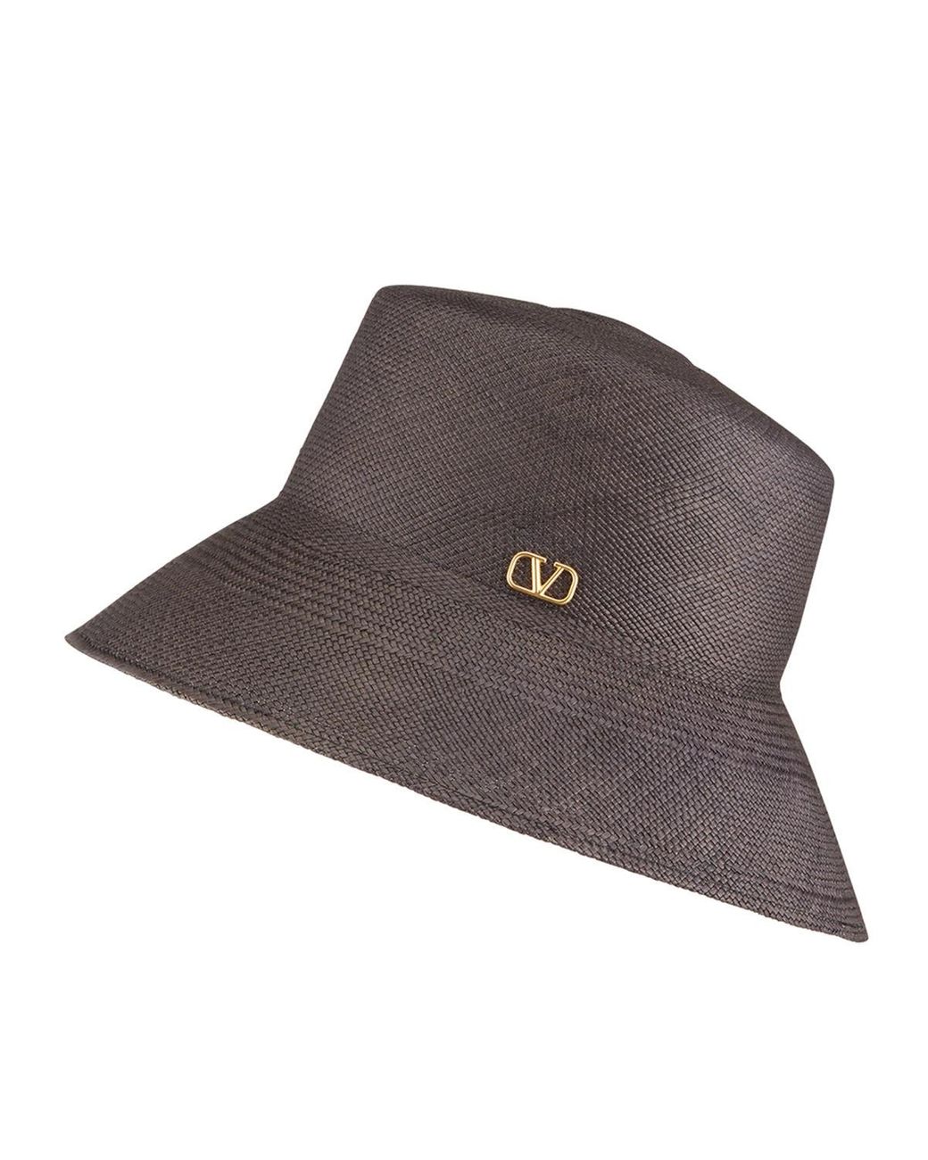 Valentino Synthetic Vlogo Straw Bucket Hat in Black - Lyst
