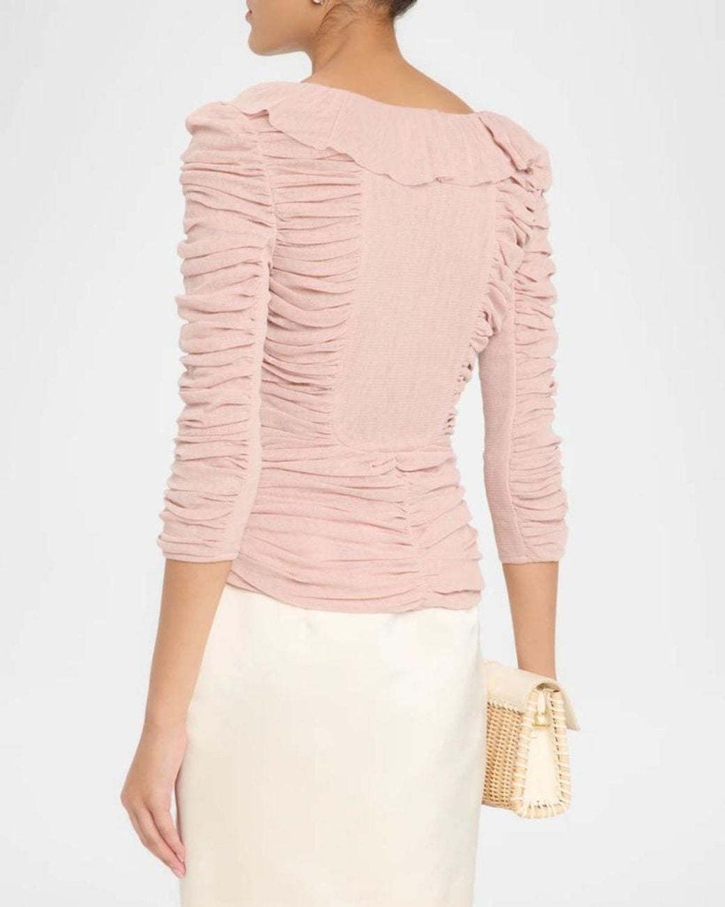Staud Pink Gretta Ruffled Top