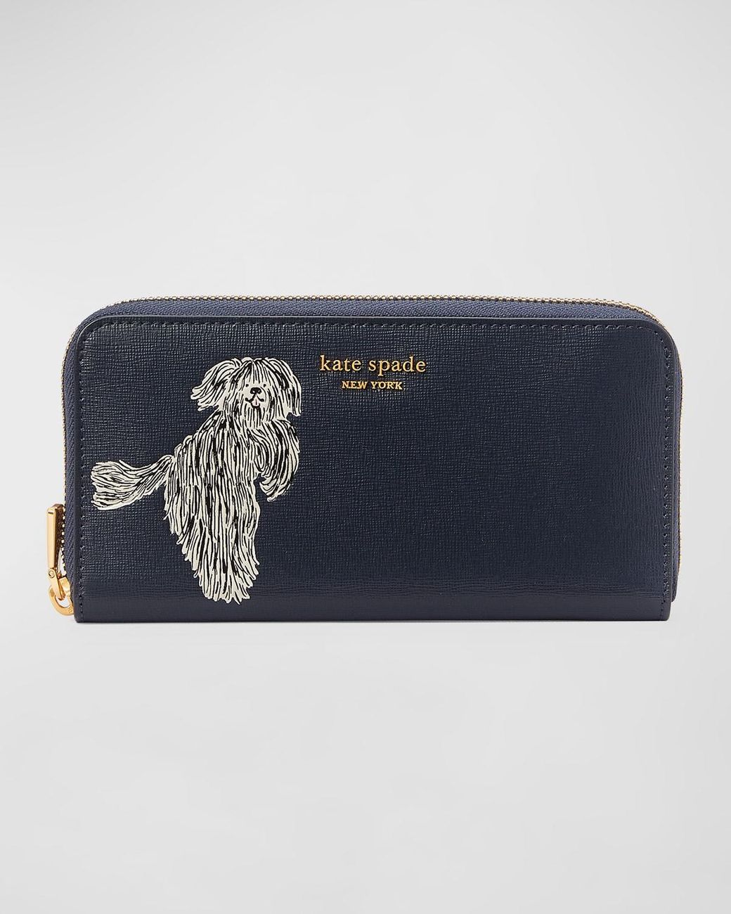 Kate Spade shaggy-embossed Leather Zip Continental Wallet in Blue | Lyst