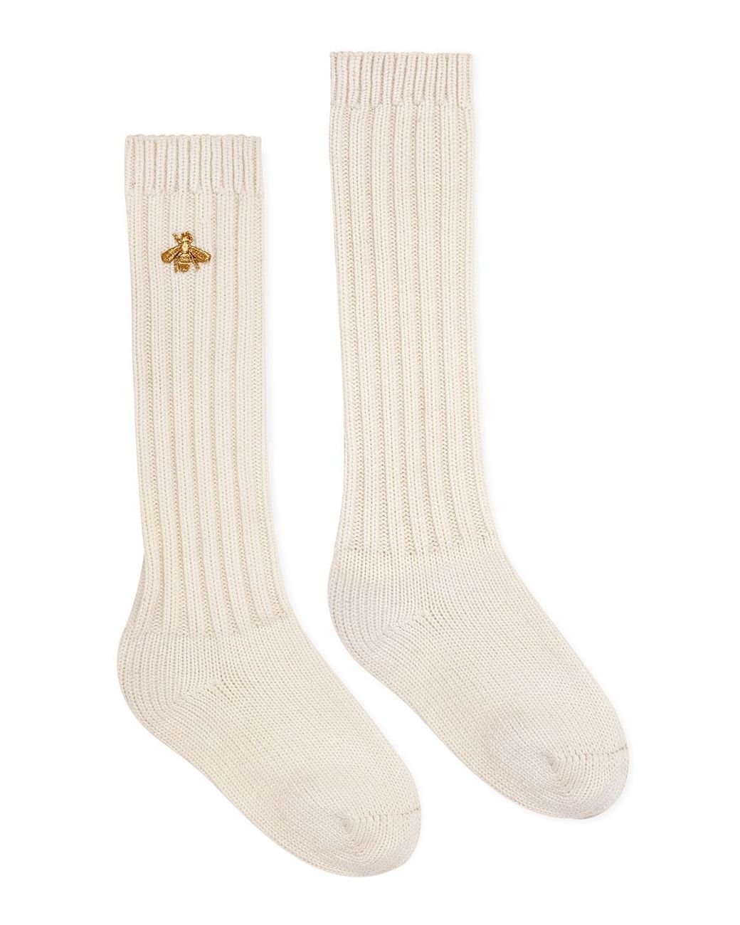 Gucci Wool Men's Beeembroidery Tube Socks in Ivory (White) for Men Lyst