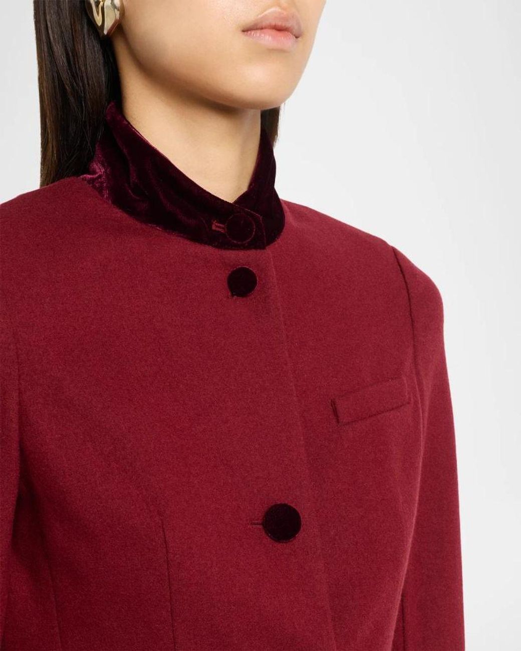Rag & Bone Red Slade Velvet-Trim Jacket