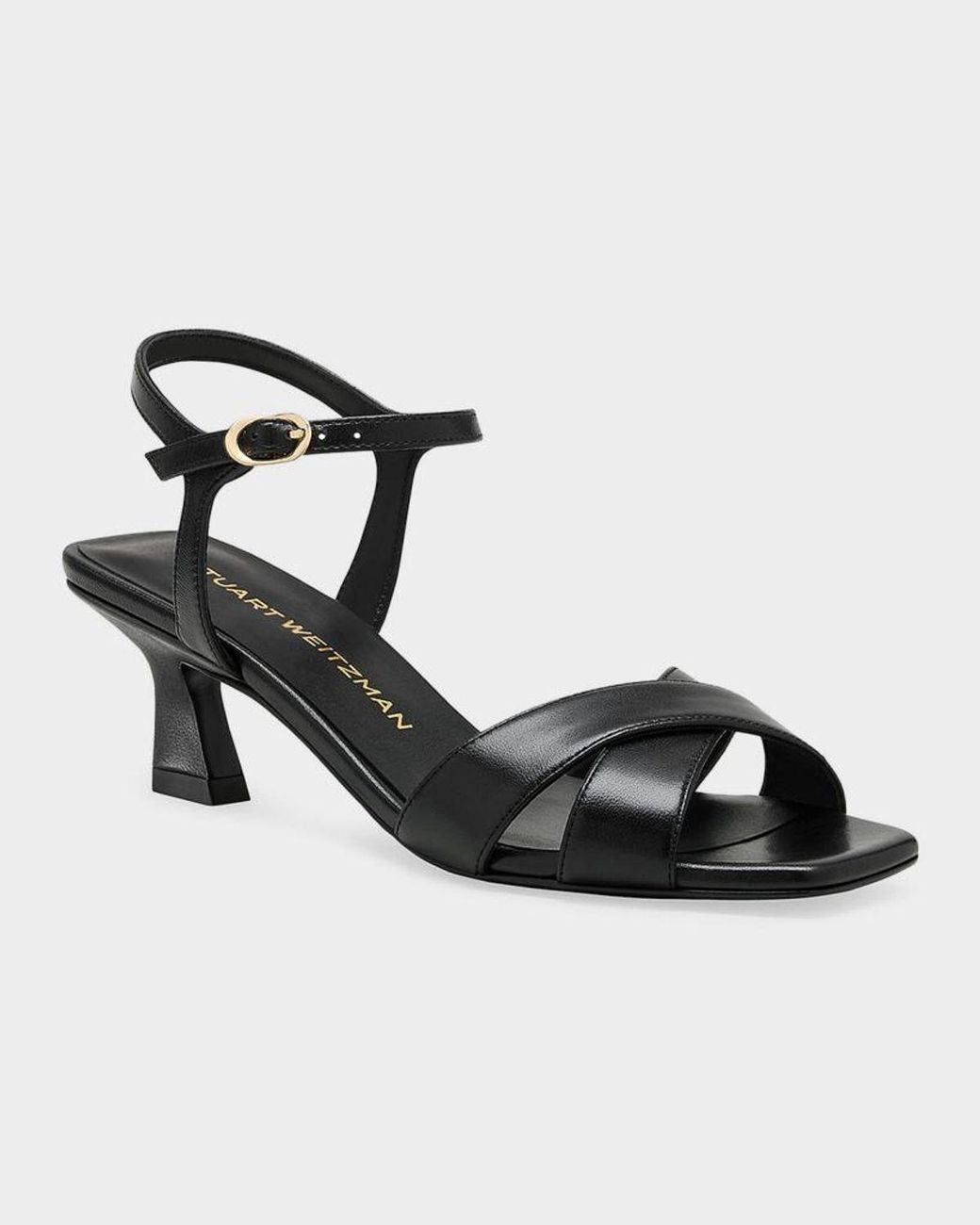 Stuart Weitzman Black 50Mm Vinnie Leather Sandals