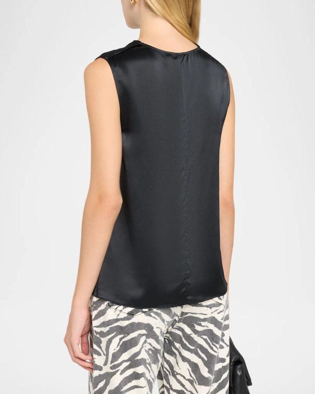 Rag & Bone Black Vinnie Silk Cowl-Neck Top