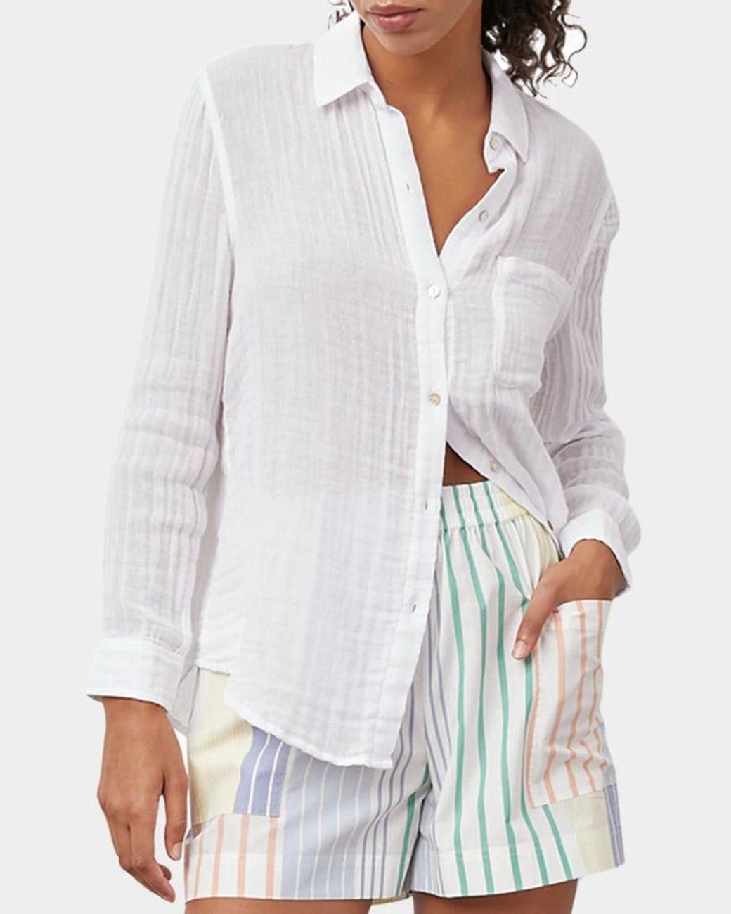Rails White Ellis Button-Down Long-Sleeve Solid Shirt
