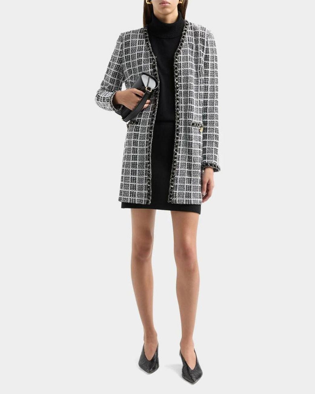 Misook Gray Grid-Check Jacket