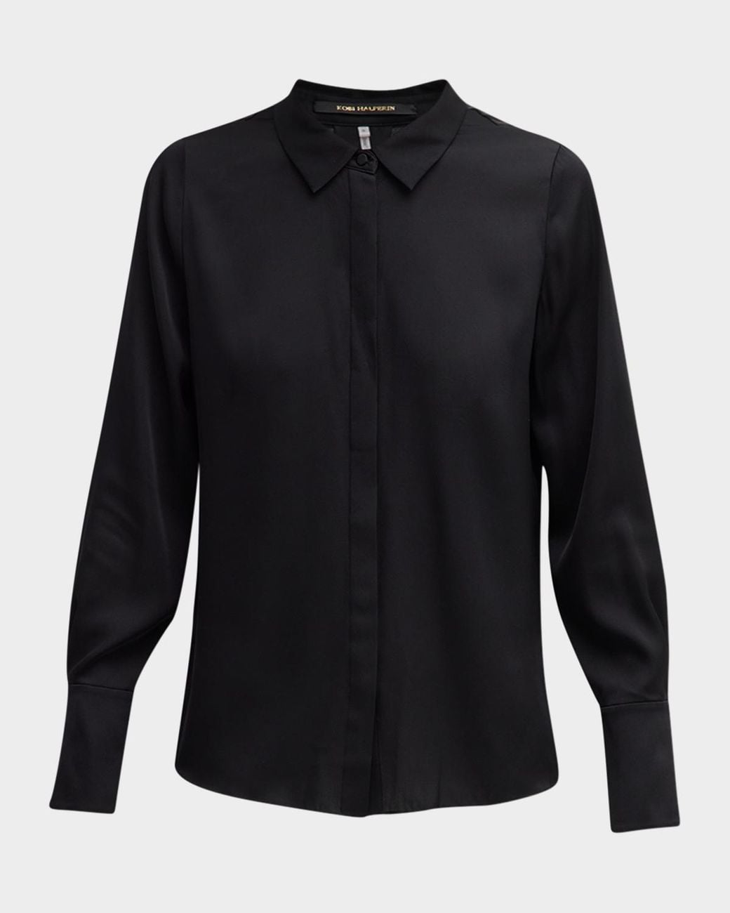 Kobi Halperin Black Larissa Split-Cuff Button-Down Blouse