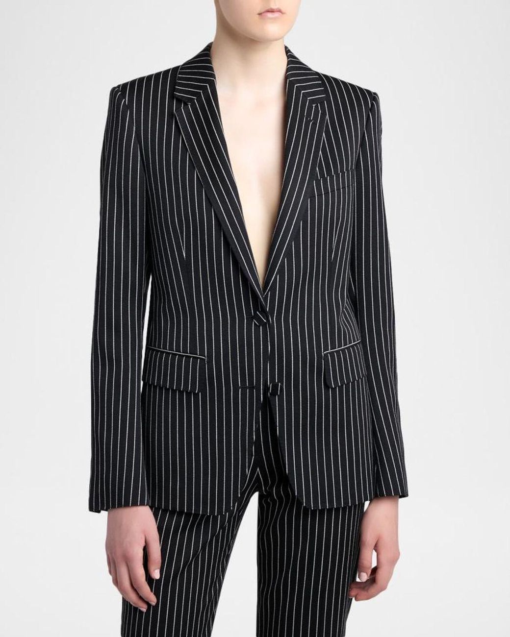Tom Ford Black Pinstripe Wool Single-Breasted Blazer Jacket