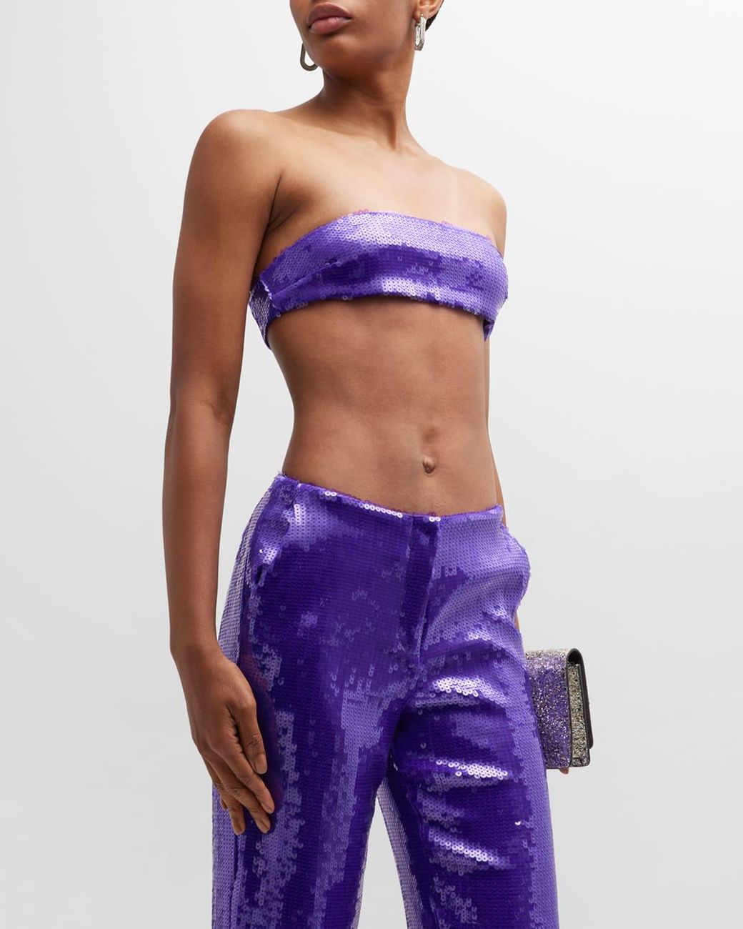LAQUAN SMITH Sequin Bandeau Top in Purple | Lyst
