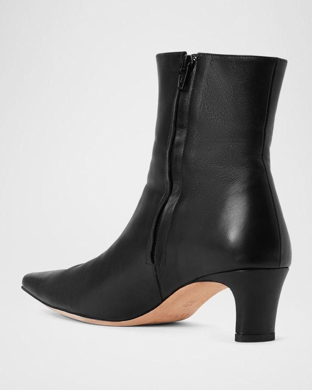 Staud Black Wally Leather Square-Toe Ankle Booties