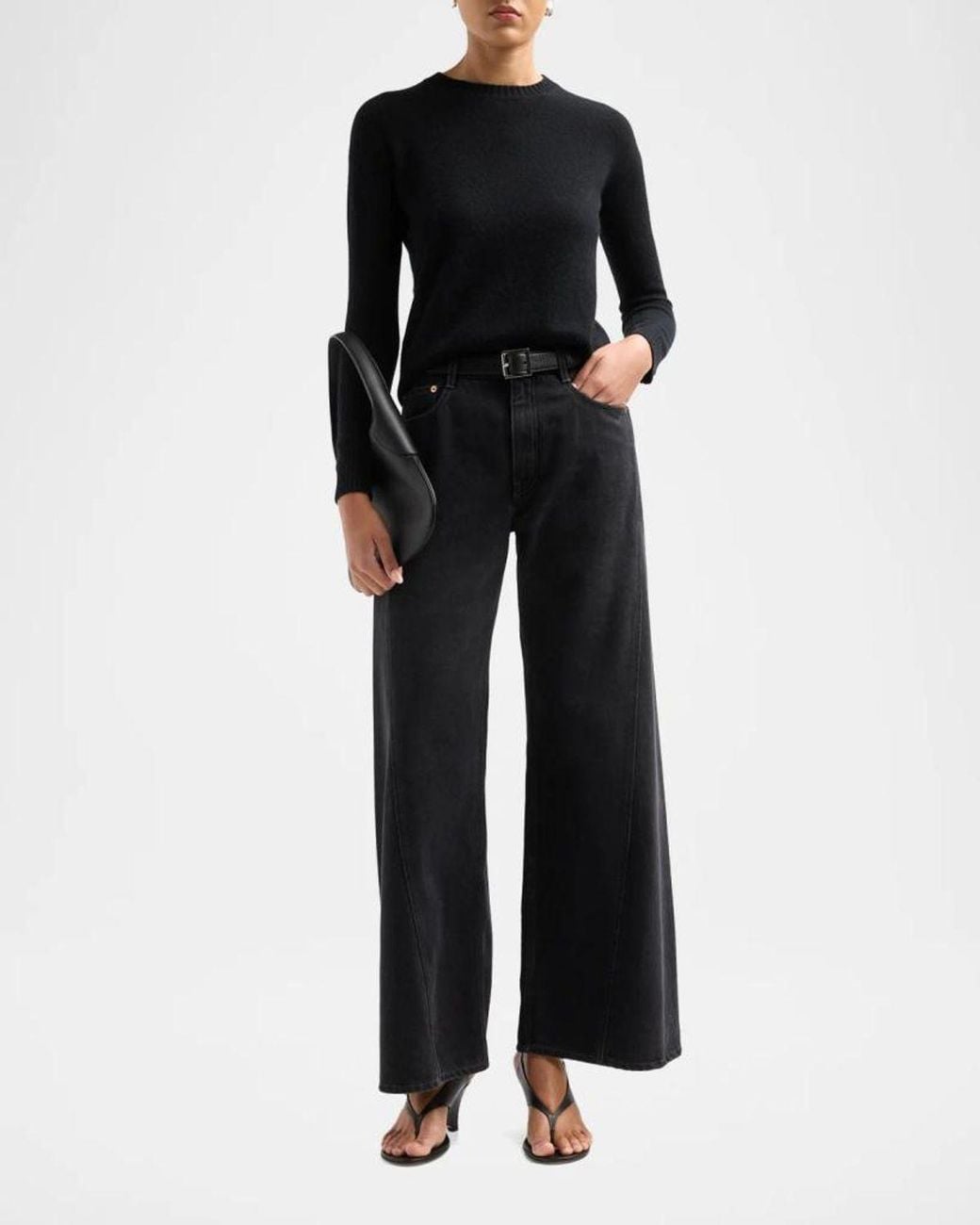 Neiman Marcus Black Basic V-Neck Cashmere Cardigan