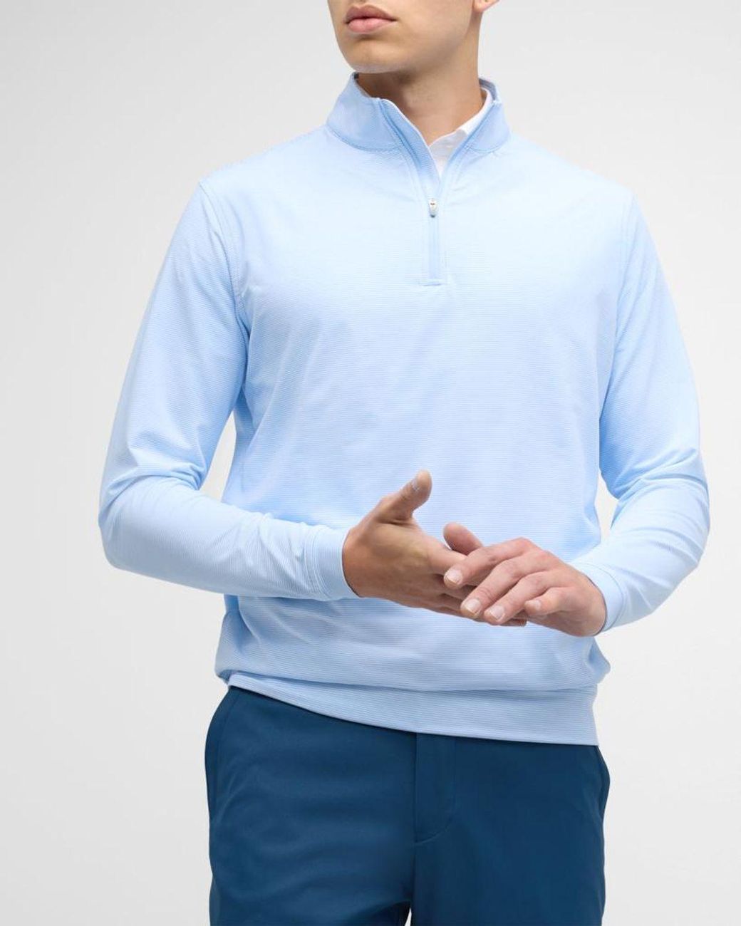 Peter Millar Blue Apos;S Perth Micro-Stripe Half-Zip Sweater for men