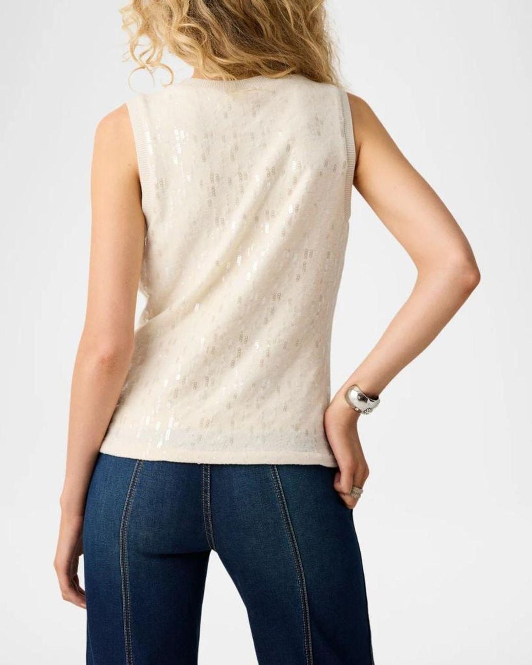 Ramy Brook Averie Sequin Knit Tank Top in Natural | Lyst