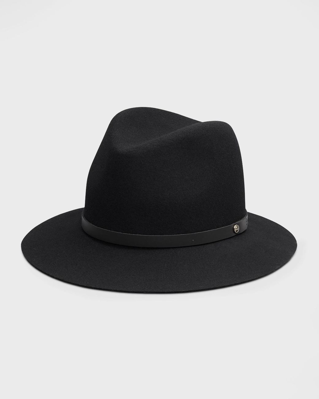 Rag & Bone Black Wool Fedora With Leather Band