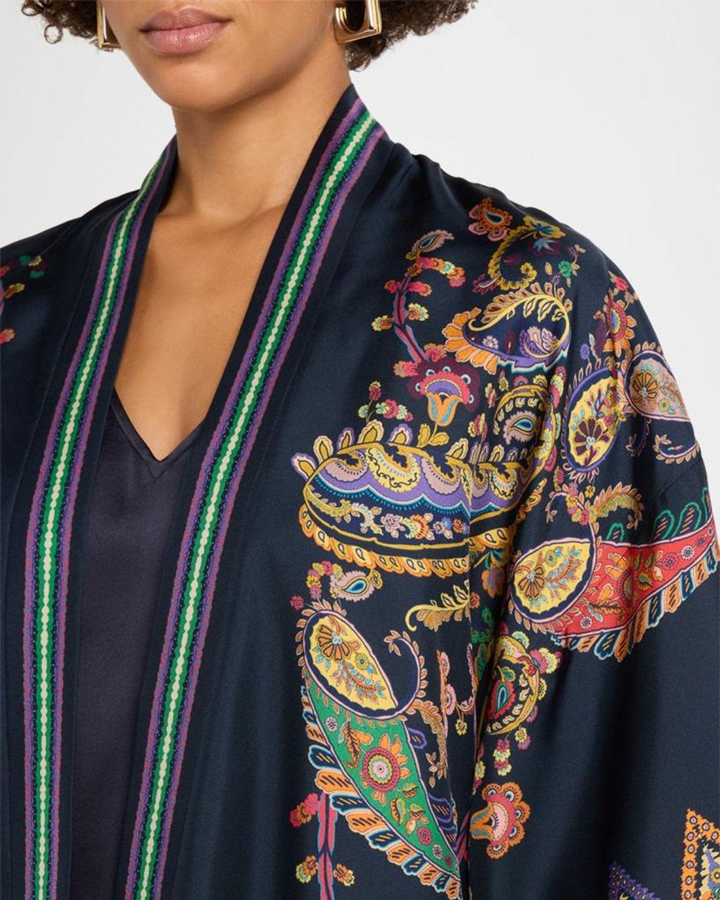 Etro Blue Paisley Silk Open Jacket