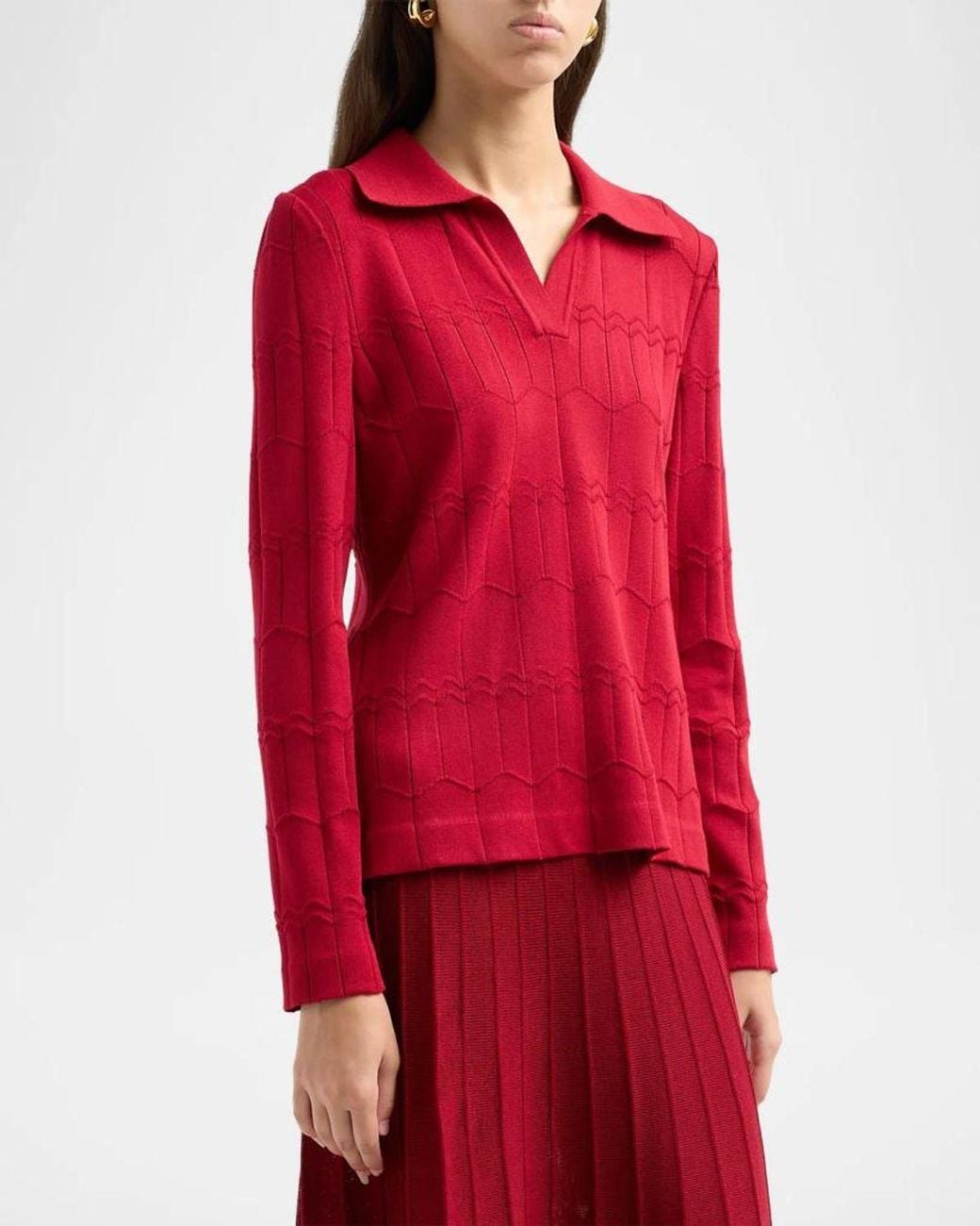 Misook Red Geometric Tunic