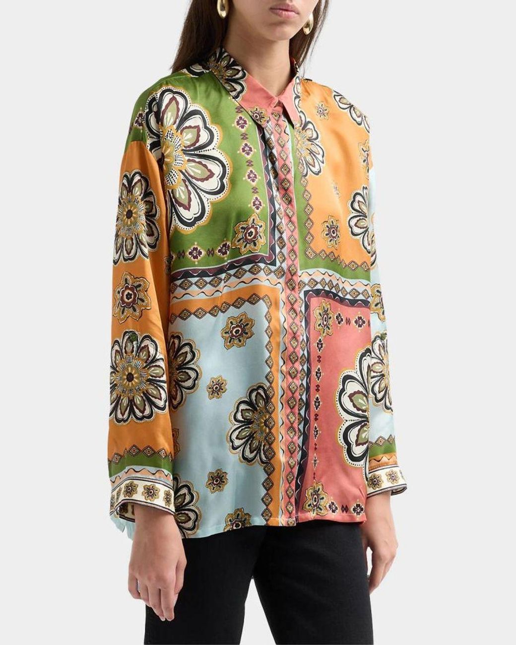Johnny Was White The Audrey Patchwork Button-Front Shirt