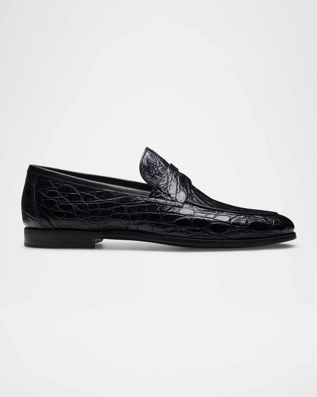 Magnanni Vicente Croc Leather Penny Loafers in Black for Men  display picture 1