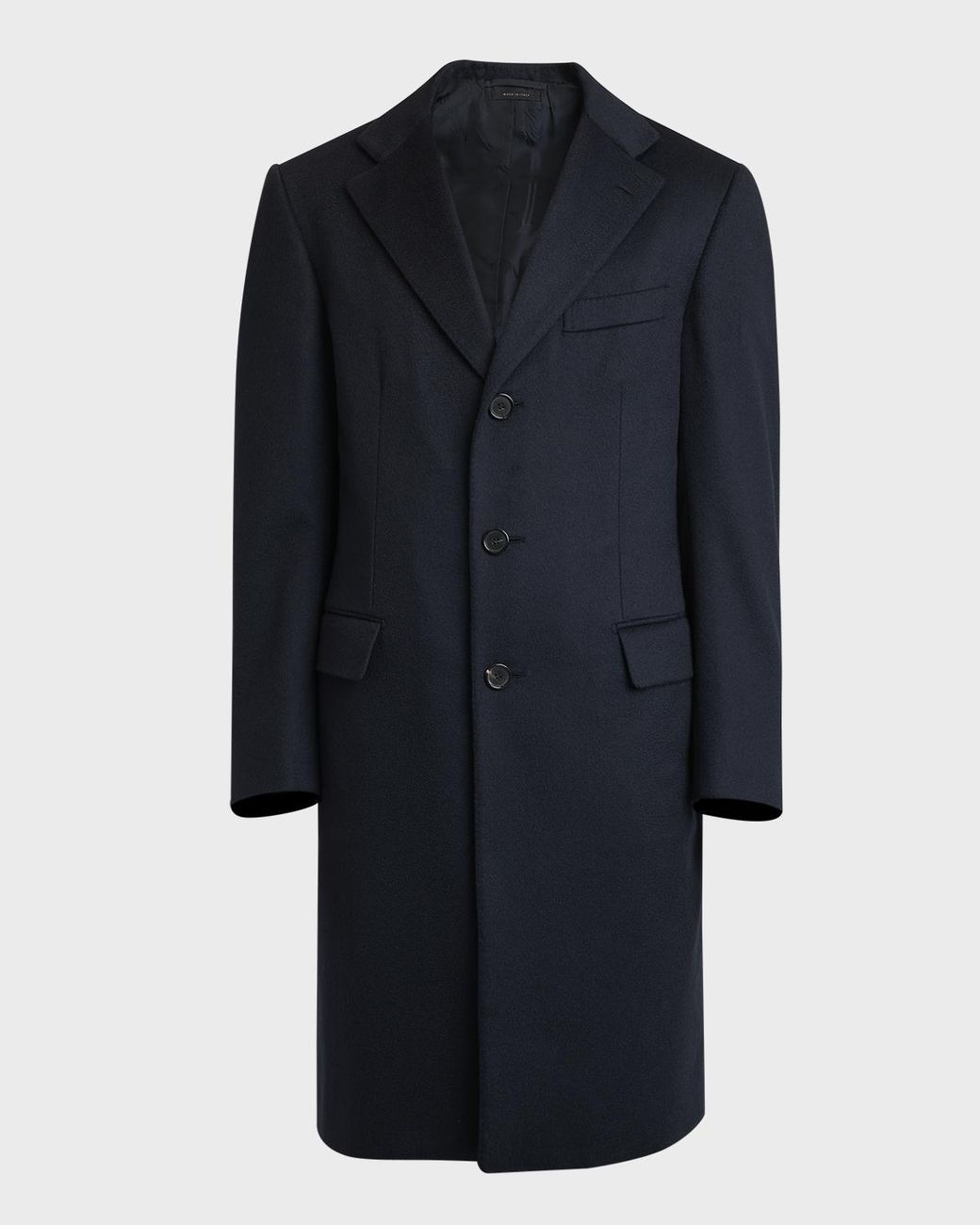 Brioni Blue Apos;S Solid Wool Topcoat for men