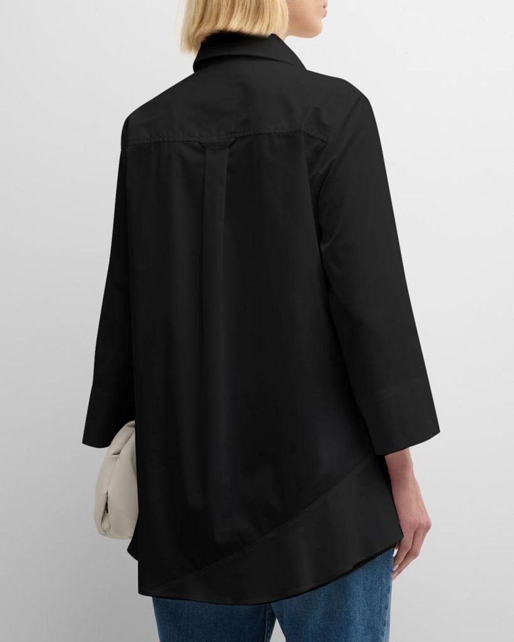 Finley Black Jenna Button-Down Ruffle Poplin Top