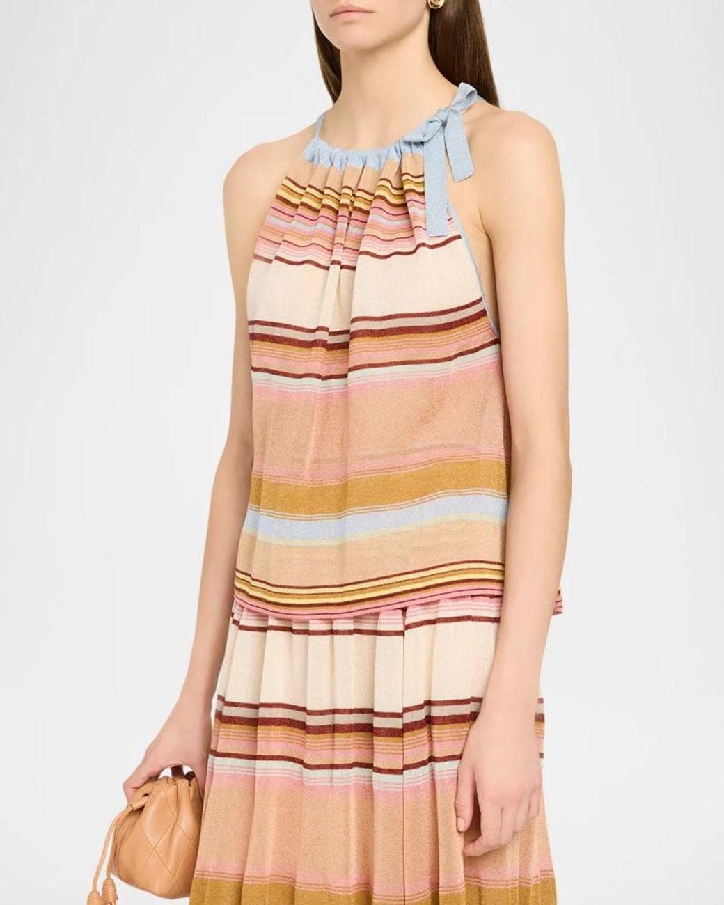 Zimmermann Fairlight Stripe Tie-Neck Top | Lyst