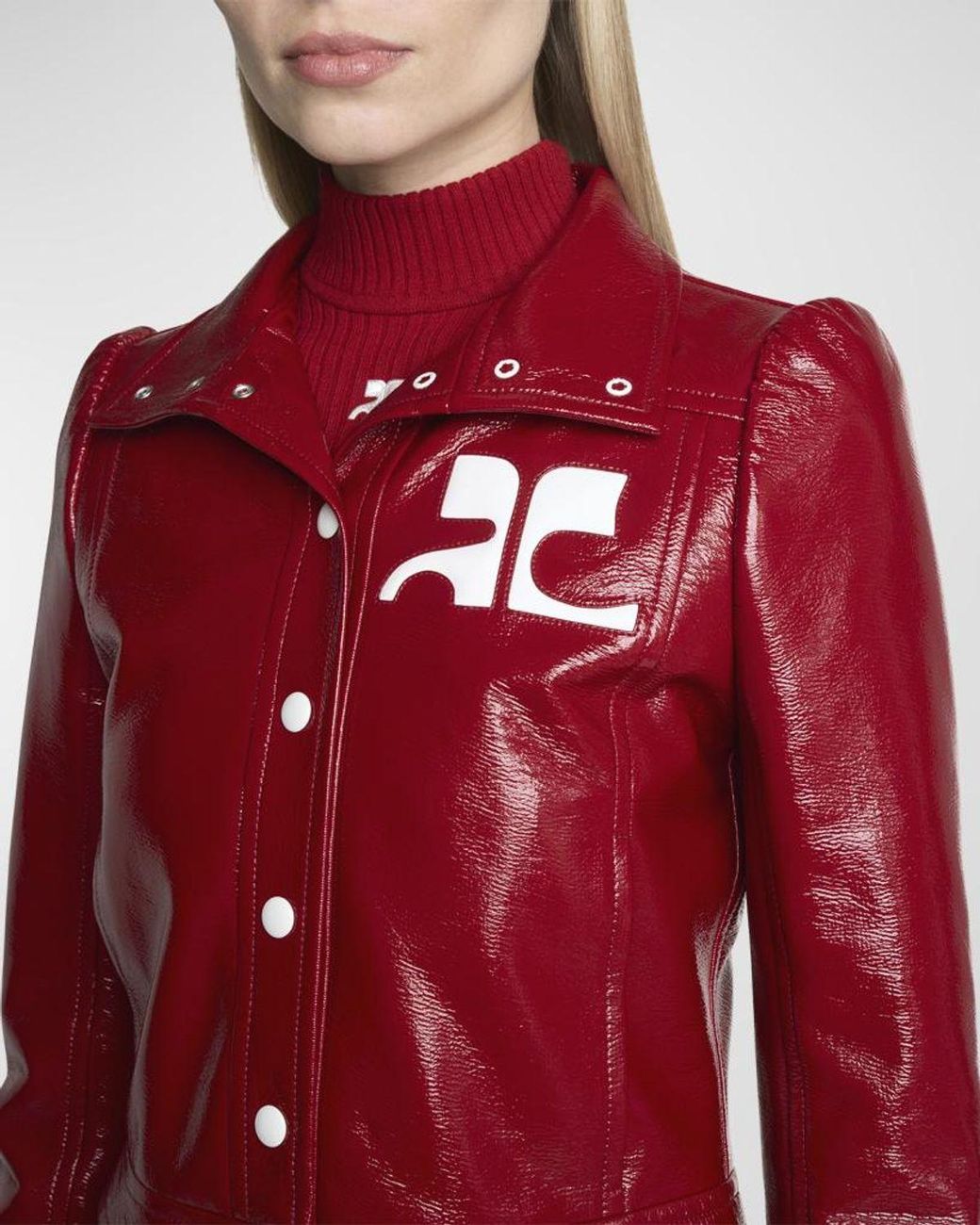 Courreges Textured Vinyl Crop Jacket