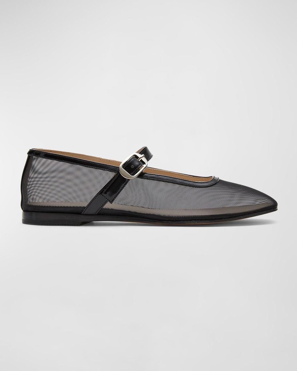 Le Monde Beryl Mesh Mary Jane Ballerina Flats in Black | Lyst