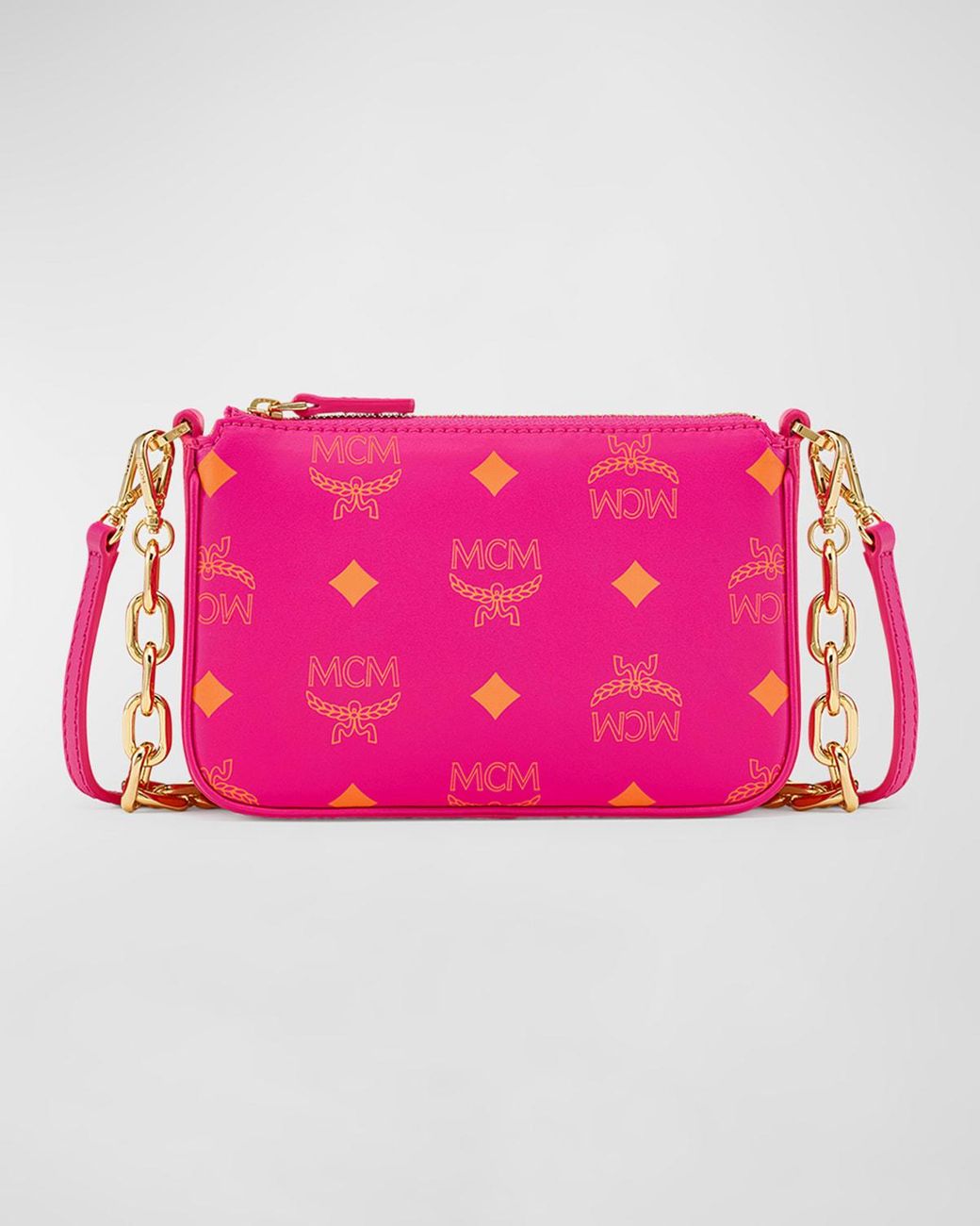 Pink mcm shoulder bag cheap
