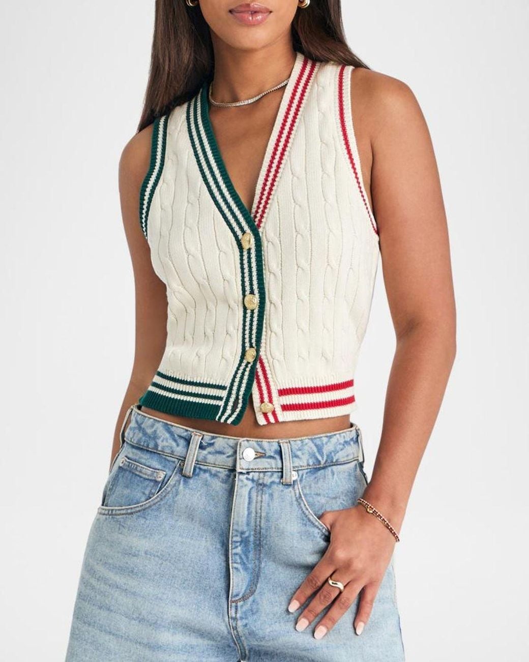 SER.O.YA Multicolor Pearson Cable-Knit Vest