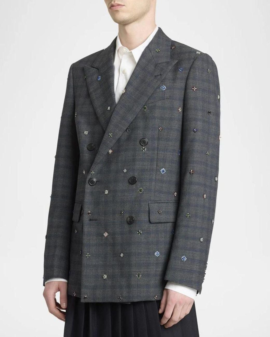 Dries Van Noten Apos;S Barry Check Jewel-Embroidered Double-Breasted ...
