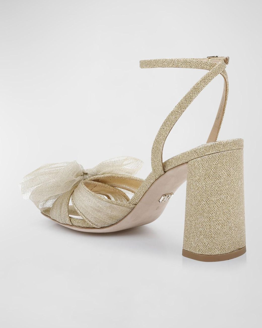 Badgley Mischka Natural Tess Tulle Bow Ankle-Strap Sandals
