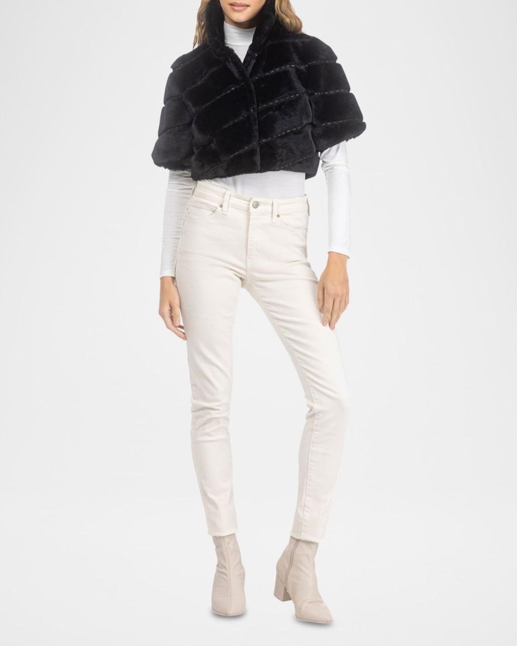 Gorski Diagonal Select Lamb Shearling Bolero Jacket in Black | Lyst