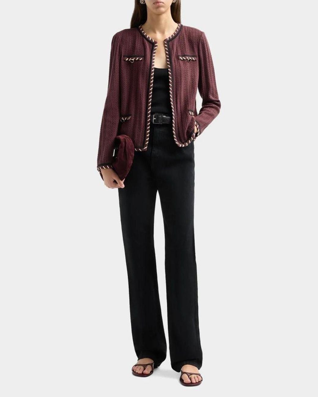 Misook Purple Cable-Knit Jacket