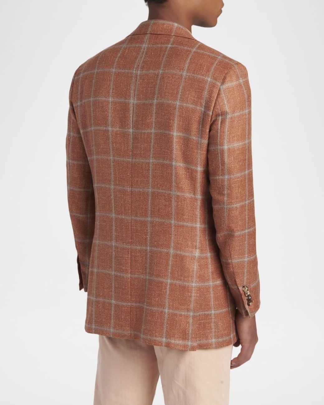 Kiton Brown Apos;S Windowpane Check Cashmere-Blend Blazer for men